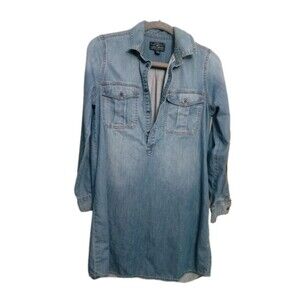 Women's Lucky Brand Denim Popover Shirtdress Dress Size S Casual Blue